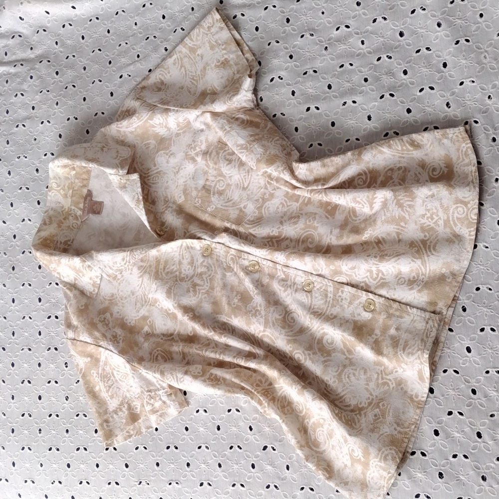 White Stag Blouse Cotton Short Sleeve Button Down Size M